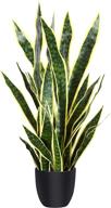 🌿 crosofmi artificial snake plant: lifelike 35.4 inch fake sansevieria tree with 32 leaves - faux mother-in-law plant in pot for indoor outdoor decor, housewarming gift логотип