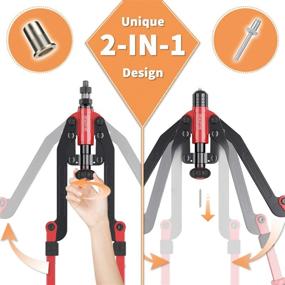 img 3 attached to 🔧 Beaspire 21" Rivet Nut Tool Setter Kit 2 in 1: Professional Hand Riveter Set with 9 Mandrels & 5 Rivet Head Sizes, Upgraded Folding Design & Rugged Carrying Case