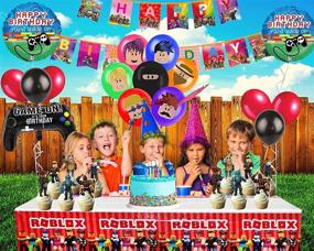 img 3 attached to Infinite Deals: Robot Blocks Party Supplies with Video Game Theme for Birthdays – Happy Birthday Banner, Video Game Table Cover, Cake Toppers, Foil & Latex Balloons