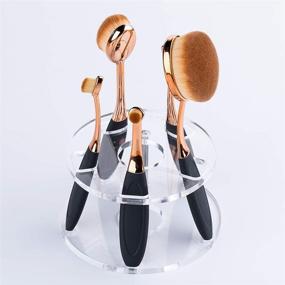 img 3 attached to 💄 Yoseng 5-Hole Makeup Brush Holder | Oval Makeup Brush Organizer | Clear Cosmetic Display Shelf