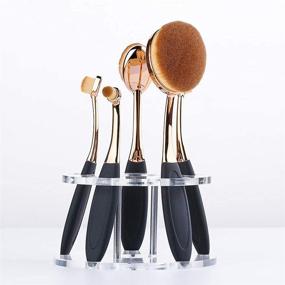 img 1 attached to 💄 Yoseng 5-Hole Makeup Brush Holder | Oval Makeup Brush Organizer | Clear Cosmetic Display Shelf