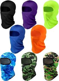 img 4 attached to 🧢 UV Sun Protection Full Face Cover Balaclava - 8 Pieces, Unisex Windproof Ski Balaclava