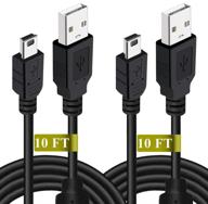 🎮 2-pack 10ft ps3 controller charger cable - magnetic ring mini usb data charging cord for ps move playstation 3 wireless controller, ti-84 plus ce, digital camera logo