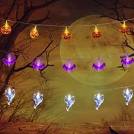 spooky set of 3 halloween lights: orange pumpkins, purple bats, white ghosts logo