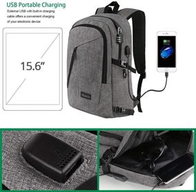 img 3 attached to 🎒 Water Resistant Laptop Backpack by Mancro - Business Laptop Bag with USB Charging Port, Anti Theft College School Bookbag, Travel Computer Bag for 15.6 Inch Laptops - Grey