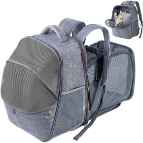 img 4 attached to 🐱 ELLONI Expandable Cat Backpack - Pet Carrier Backpack for Small Dogs - Durable & Breathable Mesh - Escape Proof Zipper - Up to 16lbs