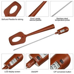 img 2 attached to 🍫 Silicone Candy Thermometer Digital Spatula: Fast Read Silicone Spatula for Kitchen Cooking, Baking BBQ, Candy, Chocolate, Sauce, Jam (Brown)