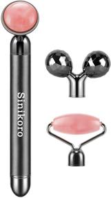 img 2 attached to 💎 Sinikoro Electric Jade Roller Facial Roller & Face Massager - 3-in-1 Vibrating Rose Quartz Tool