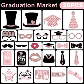 img 2 attached to 26Pcs Rose Gold Graduation Photo Booth Props Kit - Includes Glue Points, Bamboo Sticks, and 2021 Congrats Grad Pose Sign - Perfect Class of 2021 Graduation Party Supplies for Photography DIY Game