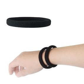 img 2 attached to 20-Piece Bulk Pack of Seamless Large Black Hair Ties for Thick and Curly Hair - Ideal for Black Hair