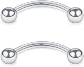 img 2 attached to 💎 16G 10mm Curved Barbell Piercing Jewelry for Eyebrow, Belly, Lip, Tragus Rings