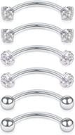 💎 16g 10mm curved barbell piercing jewelry for eyebrow, belly, lip, tragus rings logo