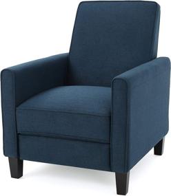 img 4 attached to Jeffrey Navy Recliner Club Chair with Dark Blue Fabric