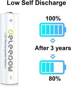 img 2 attached to 🔋 Deleepow Rechargeable AA Batteries - High Capacity 3300mAh 1.2V, 1200 Cycles - 8 Pack