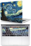 hrh 2 in 1 starry night laptop body shell hard case cover and silicone keyboard cover for macbook new pro 15 with touch bar a1707 a1990(2018 2017 2016 release) logo