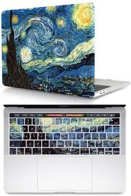 img 4 attached to HRH 2 In 1 Starry Night Laptop Body Shell Hard Case Cover And Silicone Keyboard Cover For MacBook New Pro 15 With Touch Bar A1707 A1990(2018 2017 2016 Release)