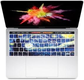 img 3 attached to HRH 2 In 1 Starry Night Laptop Body Shell Hard Case Cover And Silicone Keyboard Cover For MacBook New Pro 15 With Touch Bar A1707 A1990(2018 2017 2016 Release)