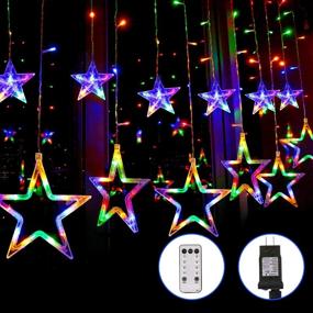 img 4 attached to Blingstar Star Curtain Lights 138 LED 12 Star Multicolor Christmas 🌟 Lights 8.2ft - Remote Control Connectable Window Lights for Indoor/Outdoor Party Decor