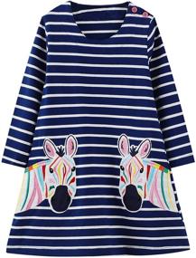 img 4 attached to 🦄 Charming Little Unicorn Appliques Striped 1Gds101 Girls' Clothing: A Delightful Fashion Choice!