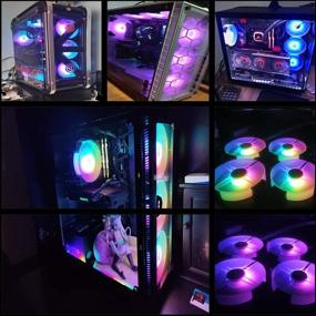 img 3 attached to 🌈 Вентилятор корпуса DS Ice Axis Rainbow LED ARGB 120 мм с контроллером для компьютерных корпусов, кулеров для ЦП, радиаторов - 3 RGB вентилятора, 2 светодиодные ленты, серия E.