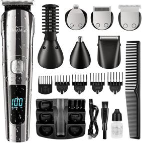 img 4 attached to 🪒 Brightup Cordless Beard Trimmer and Hair Clipper for Men - Waterproof Body Groomer with Mustache, Nose, Ear and Facial Cutting - All in One Electric Shaver Grooming Kit - USB Rechargeable with LED Display