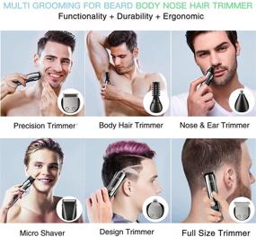 img 3 attached to 🪒 Brightup Cordless Beard Trimmer and Hair Clipper for Men - Waterproof Body Groomer with Mustache, Nose, Ear and Facial Cutting - All in One Electric Shaver Grooming Kit - USB Rechargeable with LED Display