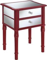 🔴 convenience concepts gold coast mayfair end table - cranberry red with mirror accent logo