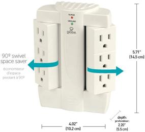 img 2 attached to Globe Electric 6-выходов в Адаптер-предохранитель с поворотной защитой свыше на стене - Экономия места, заземлённые выходы, белая отделка