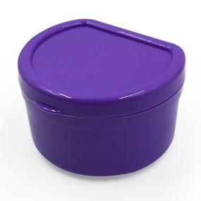img 1 attached to Denture Care Kit: Convenient Denture Cup with Strainer, Brush, Retainer Case, Lid, and Storage Solution (Purple)