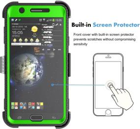 img 1 attached to Njjex Galaxy J7 Sky Pro Case - Heavy Duty Rugged Holster Phone Cover with Built-in Screen Protector and Kickstand for Samsung J7 2017 [Green]