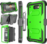 njjex galaxy j7 sky pro case - heavy duty rugged holster phone cover with built-in screen protector and kickstand for samsung j7 2017 [green] logo