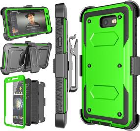 img 4 attached to Njjex Galaxy J7 Sky Pro Case - Heavy Duty Rugged Holster Phone Cover with Built-in Screen Protector and Kickstand for Samsung J7 2017 [Green]