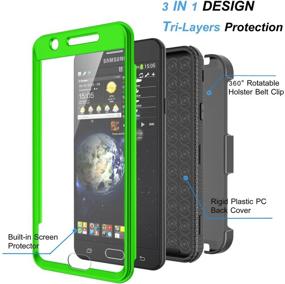 img 3 attached to Njjex Galaxy J7 Sky Pro Case - Heavy Duty Rugged Holster Phone Cover with Built-in Screen Protector and Kickstand for Samsung J7 2017 [Green]