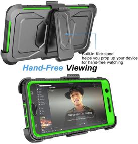 img 2 attached to Njjex Galaxy J7 Sky Pro Case - Heavy Duty Rugged Holster Phone Cover with Built-in Screen Protector and Kickstand for Samsung J7 2017 [Green]