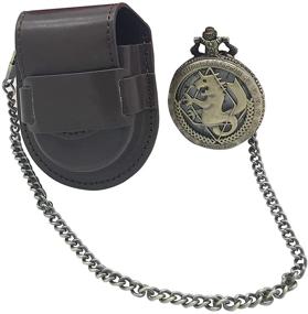 img 2 attached to 🕰️ Brown Leather Pocket Watch Holder