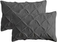 precious star linen pinch plated/pintuck pillow sham set of 2 - solid design, 💤 600 thread count natural cotton, hypoallergenic - standard size (20'' x 26'') in dark grey logo