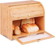 🍞 large capacity bamboo roll top bread box with transparent window - easy assembly for kitchen food storage and organization логотип