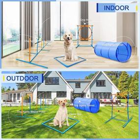 img 2 attached to YON.SOU Dog Agility Training Equipment Set - 8 Piece Obstacle Course for Pet 🐶 Indoor & Outdoor Games with Tunnel, Weave Poles, Adjustable Hurdles, Pause Box, Frisbee, and Whistle