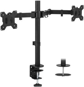img 4 attached to 🖥️ Mount-It! Dual Monitor Mount - Double Monitor Desk Stand with Heavy Duty Full Motion Adjustable Arms - Fits 2 Computer Screens 17-27 Inch - VESA 75/100 - C-Clamp and Grommet Base