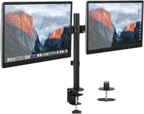 img 2 attached to 🖥️ Mount-It! Dual Monitor Mount - Double Monitor Desk Stand with Heavy Duty Full Motion Adjustable Arms - Fits 2 Computer Screens 17-27 Inch - VESA 75/100 - C-Clamp and Grommet Base