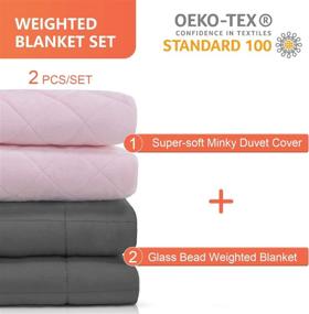 img 3 attached to ACOMOPACK Weighted Blanket for Adults - Queen Size 20lbs with Breathable Soft Minky Duvet 🛌 Covers Set for All Seasons (60x80 inches, Pink) - 100% Cotton Heavy Blanket with Premium Glass Beads