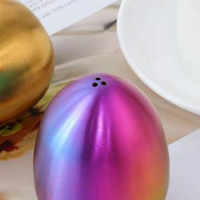 img 1 attached to 🥚 Colorful Salt and Pepper Shakers with Egg Shape Design, Stainless Steel Condiment Set for Home and Kitchen Tools, Enhanced Comfort and Ergonomics