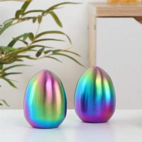 img 2 attached to 🥚 Colorful Salt and Pepper Shakers with Egg Shape Design, Stainless Steel Condiment Set for Home and Kitchen Tools, Enhanced Comfort and Ergonomics