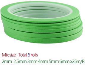 img 3 attached to JINBING 6Rolls Washi Masking Tape for DIY Nail Art: Design Patterns, Drawing, and More - 2mm, 2.5mm, 3mm, 4mm, 5mm, 6mm x 25m (Green)