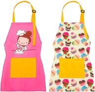 👦 girls and boys kids aprons, cooking and baking toddler girls apron set, 2 pack logo