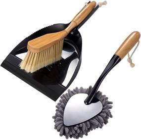img 4 attached to 🧹 MASTERTOP Dustpan and Brush Set - 3 Pack, Small Broom and Dustpan Set with Bamboo Handle, Whisk Broom, Soft Dust Brush - Quick Clean Up for Pet Hair, Household, Furniture, Car Trunk, Seats
