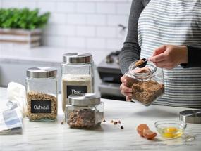 img 2 attached to Set of 4 Square Glass Cookie Jars with Airtight Lids + Marker & Labels - Ideal Canister Sets for Kitchen Counter or Bathroom - Versatile Food Storage Containers for Pantry: Flour, Sugar, Coffee, Cookies, and More.