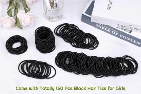 img 3 attached to 💇 Shynek Bulk Black Hair Ties, 150Pcs Small Hair Bands (4mm) – Elastic Hair Ties for Styling