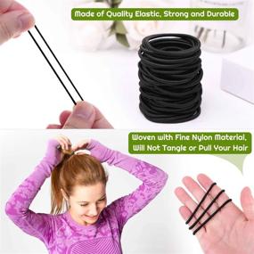 img 2 attached to 💇 Shynek Bulk Black Hair Ties, 150Pcs Small Hair Bands (4mm) – Elastic Hair Ties for Styling