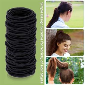 img 1 attached to 💇 Shynek Bulk Black Hair Ties, 150Pcs Small Hair Bands (4mm) – Elastic Hair Ties for Styling